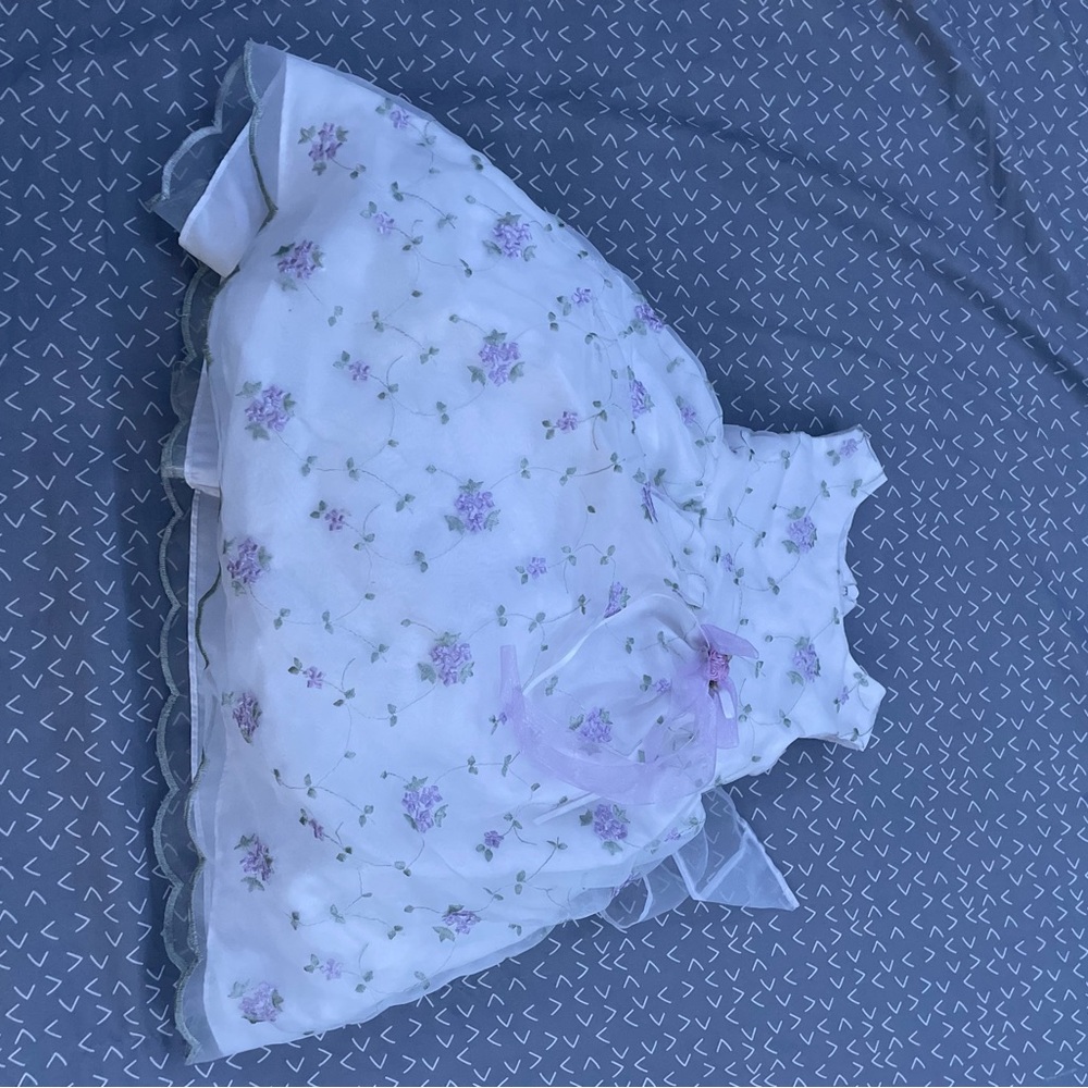 25 year old vintage !! Bonnie Baby brand White and Purple Floral dress